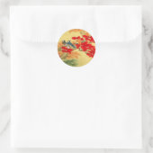Chinees goud en rode Floral Ronde Sticker (Tas)