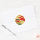 Chinees goud en rode Floral Ronde Sticker (Envelop)