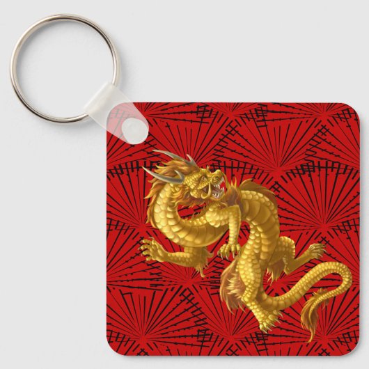 Chinees gouden draak Sleutelhanger (Voorkant)