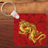 Chinees gouden draak Sleutelhanger (Voorkant)