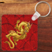 Chinees gouden draak Sleutelhanger (Achterkant)