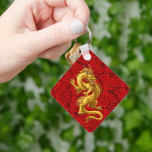 Chinees gouden draak Sleutelhanger