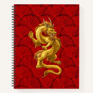 Chinees gouden draak spiraal Notitieboek