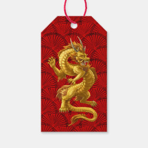 Chinees Gouden Draak Succes Gift Labels Cadeaulabel