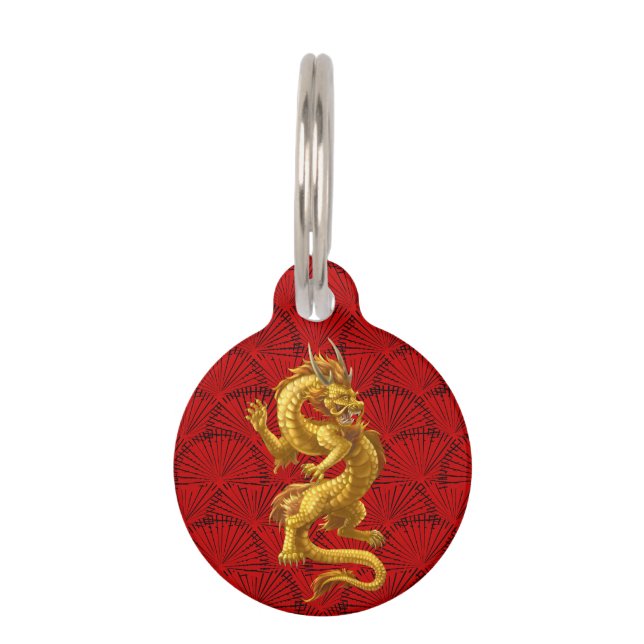 Chinees Gouden Dragon Dier Pet ID Tag Huisdierpenning (Voorkant)