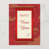 Chinees gouden rode lijst in het nieuwe jaar feestdagenkaart (Voorkant)