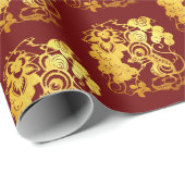 Chinees goudpapier met grafiek 2 Nieuw jaar W Cadeaupapier (Rol Hoek)