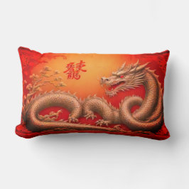 Chinees goudrode draak Nieuwjaar Sierkussen Kussen