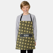 Chinees groen crème minimaal patroon schort (Gedragen)