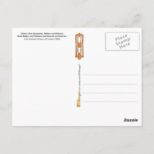 Chinees haarsierwerk, Rank Badges en Talismans Briefkaart (Achterkant)