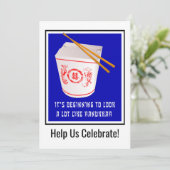 Chinees Hanukkah afhaalmenu uitnodiging (Staand voorkant)