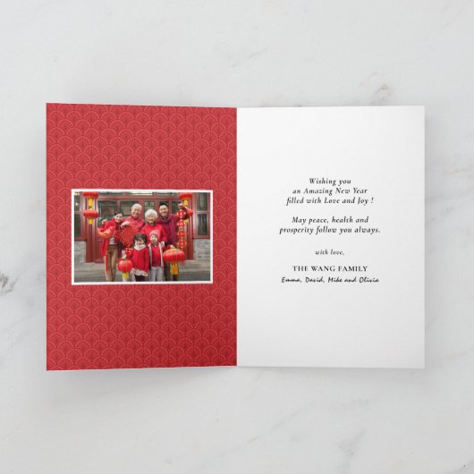 Chinees Happy New Year Photo Good Fortune Greing Feestdagen Kaart (Binnen)