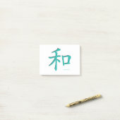 Chinees-Harmony-Symbool-Blauwgroen letters Post-it® Notes (Op bureau)