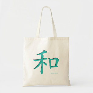 Chinees-Harmony-Symbool-Blauwgroen letters Tote Bag