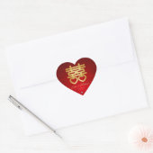 Chinees "Hart" Dubbel Geluk w / diamanten Hart Sticker (Envelop)