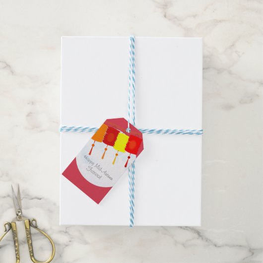 Chinees herfstfestival cadeaulabel (Met Touw)