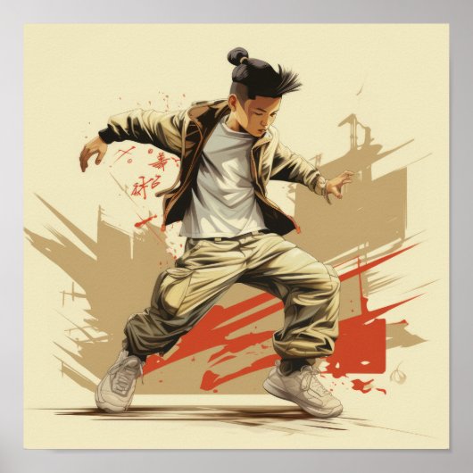 Chinees hiphop dans Poster - belichamen van rust (Voorkant)