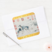 Chinees Hond Custom Jaar Schilderen Zodiac Verjaar Vierkante Sticker (Envelop)