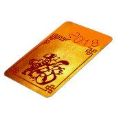 Chinees hondenjaar 2018 Red Papercut Gold 4x6 Magn Magneet (Linkerzijde)
