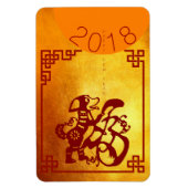 Chinees hondenjaar 2018 Red Papercut Gold 4x6 Magn Magneet (Verticaal)