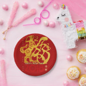 Chinees hondenjaar gouden papercut 2018 papier Bor Papieren Bordje (Feest)