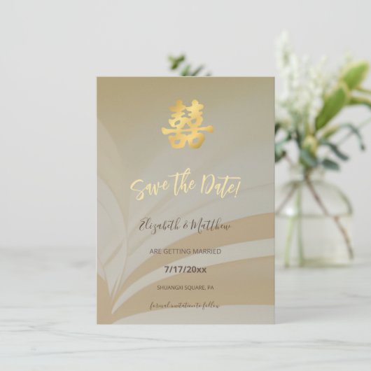 Chinees Huwelijk Abstracte Kunst sparen de datum Save The Date (Staand voorkant)