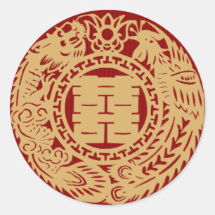 Chinees huwelijk dubbel geluk rode stickers