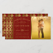 Chinees huwelijk dubbel geluk rood sparen de datum save the date (Voorkant / Achterkant)