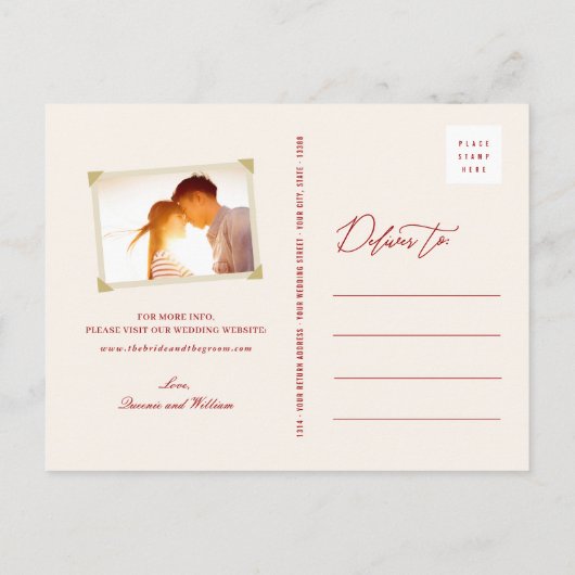 Chinees huwelijk dubbel geluk sparen de datum aankondigingskaart (Achterkant)