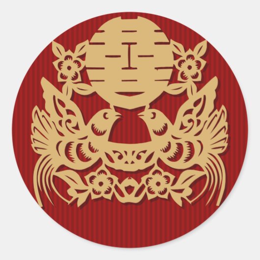 Chinees huwelijk dubbel gelukspatroon stickers (Voorkant)