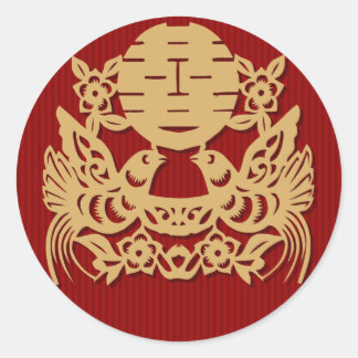 Chinees huwelijk dubbel gelukspatroon stickers