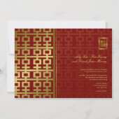 Chinees huwelijk met roodbruin en goudmatig dubbel kaart (Voorkant)