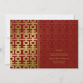 Chinees huwelijk met roodbruin en goudmatig dubbel kaart (Achterkant)