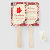 Chinees huwelijkstuin dubbel geluksprogramma handwaaier (Voorkant en achterkant)