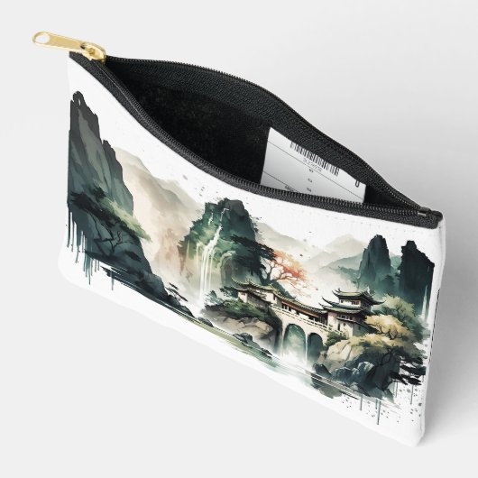 Chinees Inkt Landschap Berg Huis Klein Etui (Open)