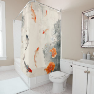 Chinees Inktschilderij van Goldfish Douchegordijn