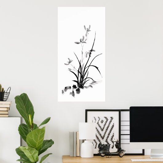 Chinees Iris - bw Poster (Thuiskantoor)
