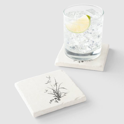 Chinees Iris - bw Stenen Onderzetter (Zijkant)