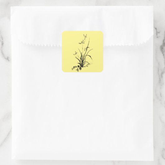 Chinees Iris - bw Vierkante Sticker (Tas)