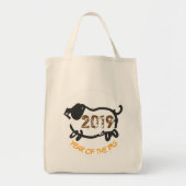 Chinees jaar 2019 van de zwarte Canvas tas Pig (Voorkant)