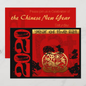Chinees jaar 2020 dierlijk geboortedag in V Aankondiging (Voorkant / Achterkant)