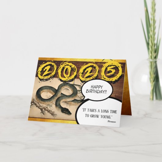 Chinees Jaar Snake 2025 Zodiac Verjaardag HGC Kaar Kaart (Voorkant)