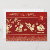 Chinees jaar van de aangepaste konijnenkaarten feestdagenkaart (Voorkant)