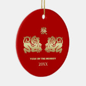 Chinees Jaar van de Aap Custom Year Keramisch Ornament (Rechts)