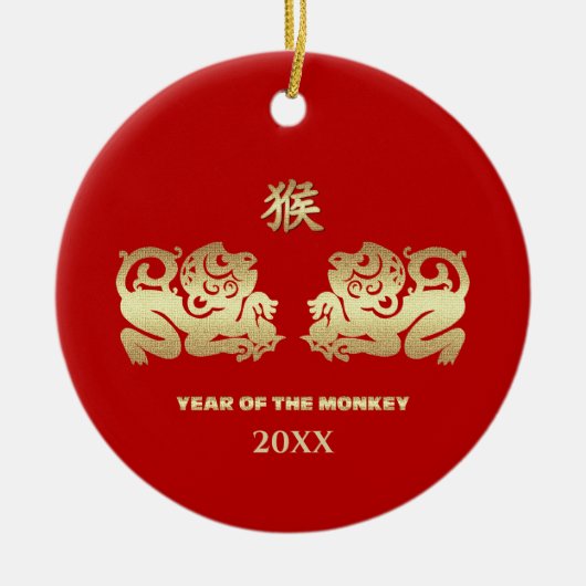 Chinees Jaar van de Aap Custom Year Keramisch Ornament (Voorkant)