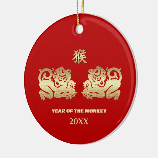 Chinees Jaar van de Aap Custom Year Keramisch Ornament (Links)