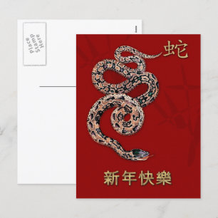 Chinees jaar van de Briefkaarten van de slang in h