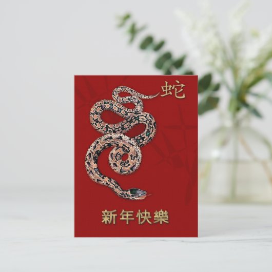 Chinees jaar van de Briefkaarten van de slang in h (Staand voorkant)