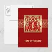 Chinees jaar van de  Briefkaarten van geiten (Voorkant / Achterkant)