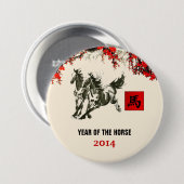 Chinees jaar van de Buttonnen van de paardenpest Ronde Button 7,6 Cm (Voorkant /achterkant)
